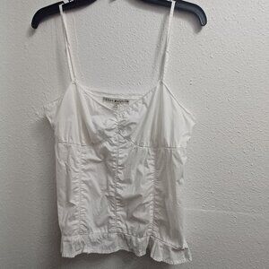 White Tommy Hilfiger top with embroidered ruffle